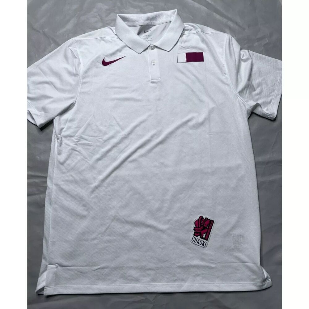 Nike Pro Elite Qatar Dri-Fit Polo shirt White Team CT0758-100 men's Large NEW